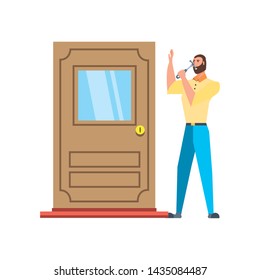 Isolated avatar man and door design