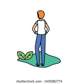 Isolated avatar man with gloves design