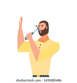Isolated avatar man and hammer design