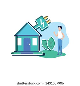 Isolated avatar man and house design