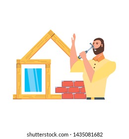 Isolated avatar man and house design