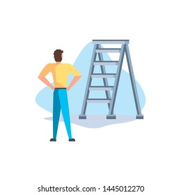 Isolated avatar man and ladder design