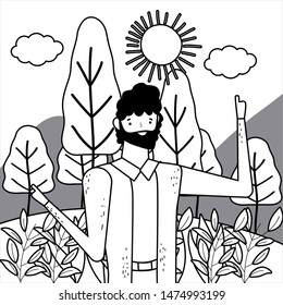 Isolated avatar man in park vector design