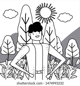 Isolated avatar man in park vector design
