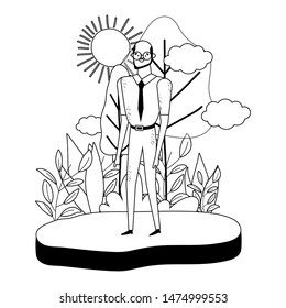 Isolated avatar man in park vector design