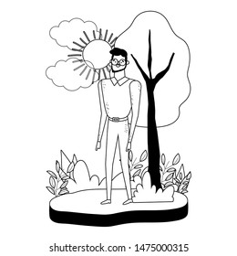 Isolated avatar man in park vector design