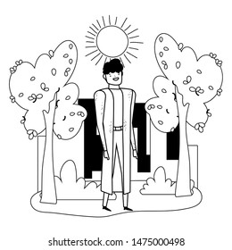 Isolated avatar man in park vector design
