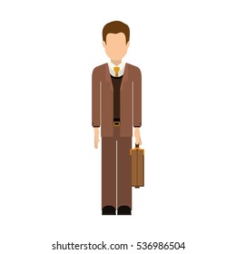 Isolated avatar man and suitcase design
