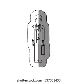 Isolated avatar man with suitcase design