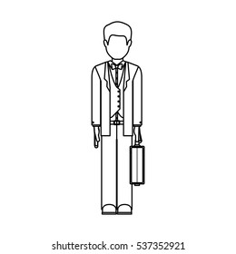 Isolated avatar man with suitcase design