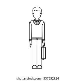 Isolated avatar man with suitcase design