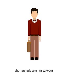 Isolated avatar man with suitcase design