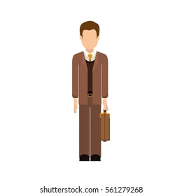 Isolated avatar man with suitcase design
