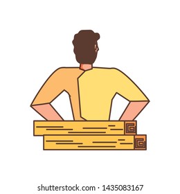 Isolated avatar man and wood design