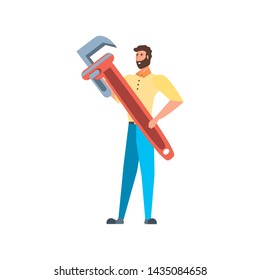 Isolated avatar man and wrench design