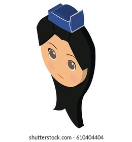 Isolated avatar of a stewardess, Vector illustration