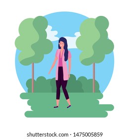 Isolated avatar woman in park vector design
