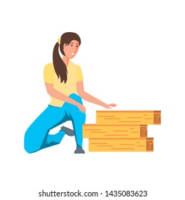 Isolated avatar woman and wood design