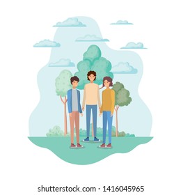 Isolated avatars of men in the park design