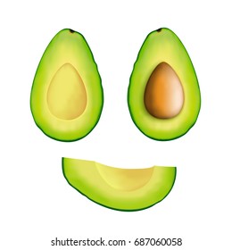 Isolated Avocado, 3d vector graphic set