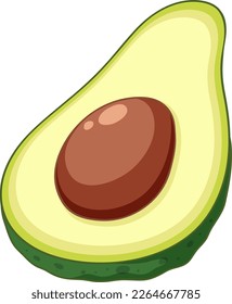 Isolated avocado cartoon cut in half illustration