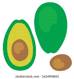  Isolated avocado on white background, vector illustration
