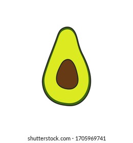 Isolated avocado vector illustration on white background. Avocado illustration. Tropical fruit in vector