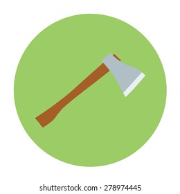 Isolated ax, axe, handle and metal blade vector illustration. Weapon object equipment tool icon. Sharp steel hatchet.