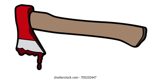 Isolated axe icon with blood on a white background, vector illustration
