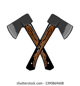 Isolated Axe Vector Drawing Set