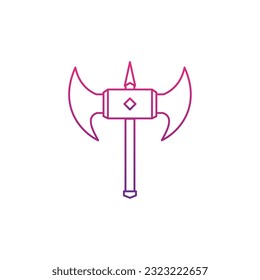 Icono medieval de arma de hacha aislada Vector