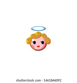 Isolated Baby Angel Emoji, Emoticon, Vector Flat Icon