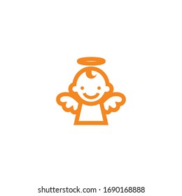 Isolated Baby Angel Emoji, Emoticon, Vector Flat Icon