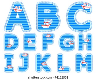 Isolated baby boy alphabet set from A to M