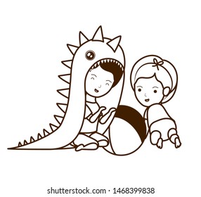 Isolated baby boy and girl design
