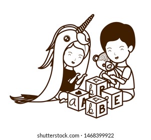 Isolated baby boy and girl design