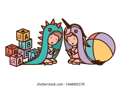 Isolated baby boy and girl design