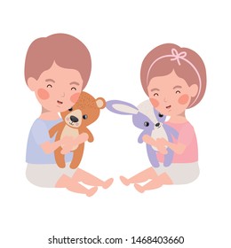 Isolated baby boy and girl design