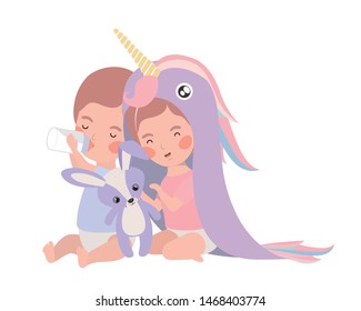 Isolated baby boy and girl design