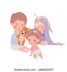 Isolated baby boy and girls design