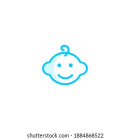 Icono de niño aislado contorno el color azul del contorno del vector.