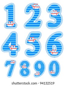 Isolated baby boy numeral set