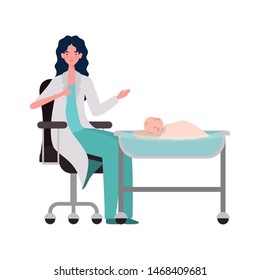 Isolated baby boy and woman doctor design