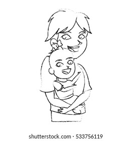 Isolated baby and brother cartoon design