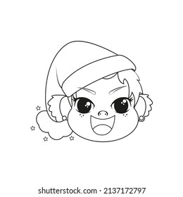 Isolated baby christmas draw borderline cute face vector illustration