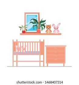 Isolated baby cradle in room design