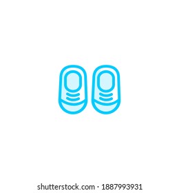 Isolated baby footwear icon vector outline blue color.