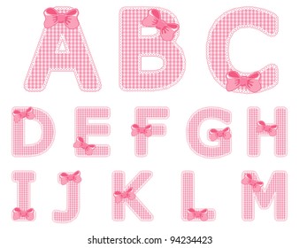 Isolated baby girl alphabet set from A to M