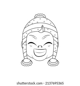 Isolated baby happy christmas draw borderline cute face vector illustration