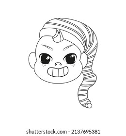 Isolated baby hat christmas draw borderline cute face vector illustration